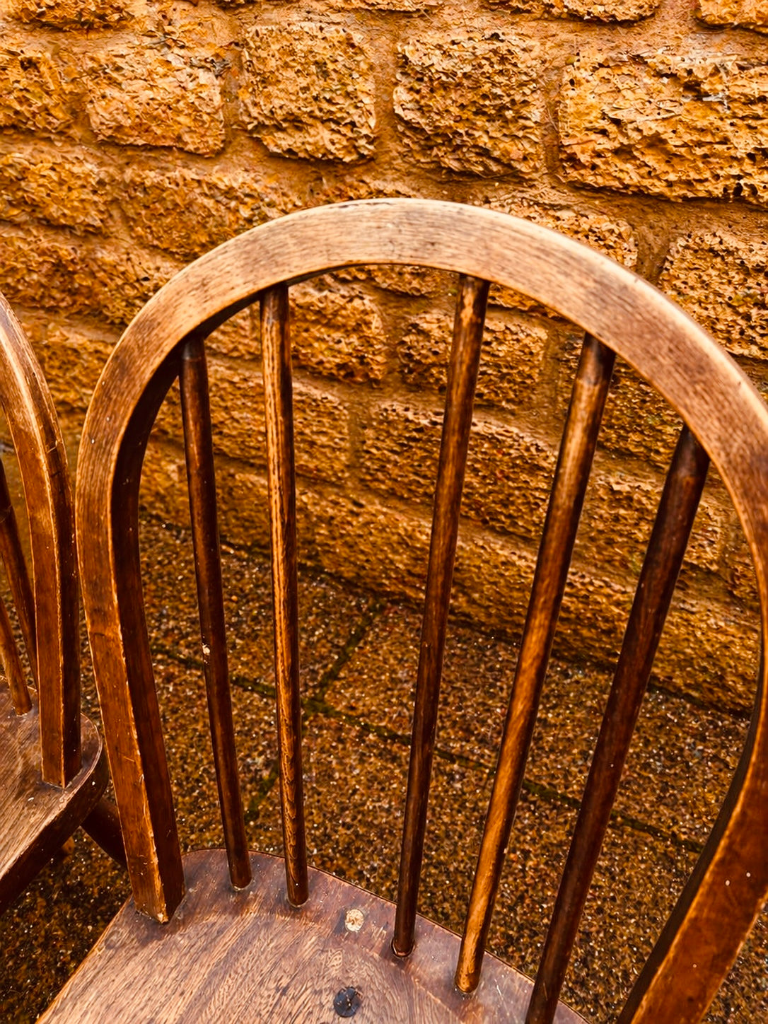 Set of 4 Mid Century Ercol Style Dining Chairs – Elm Windsor Hoop Back, 1960s Vintage