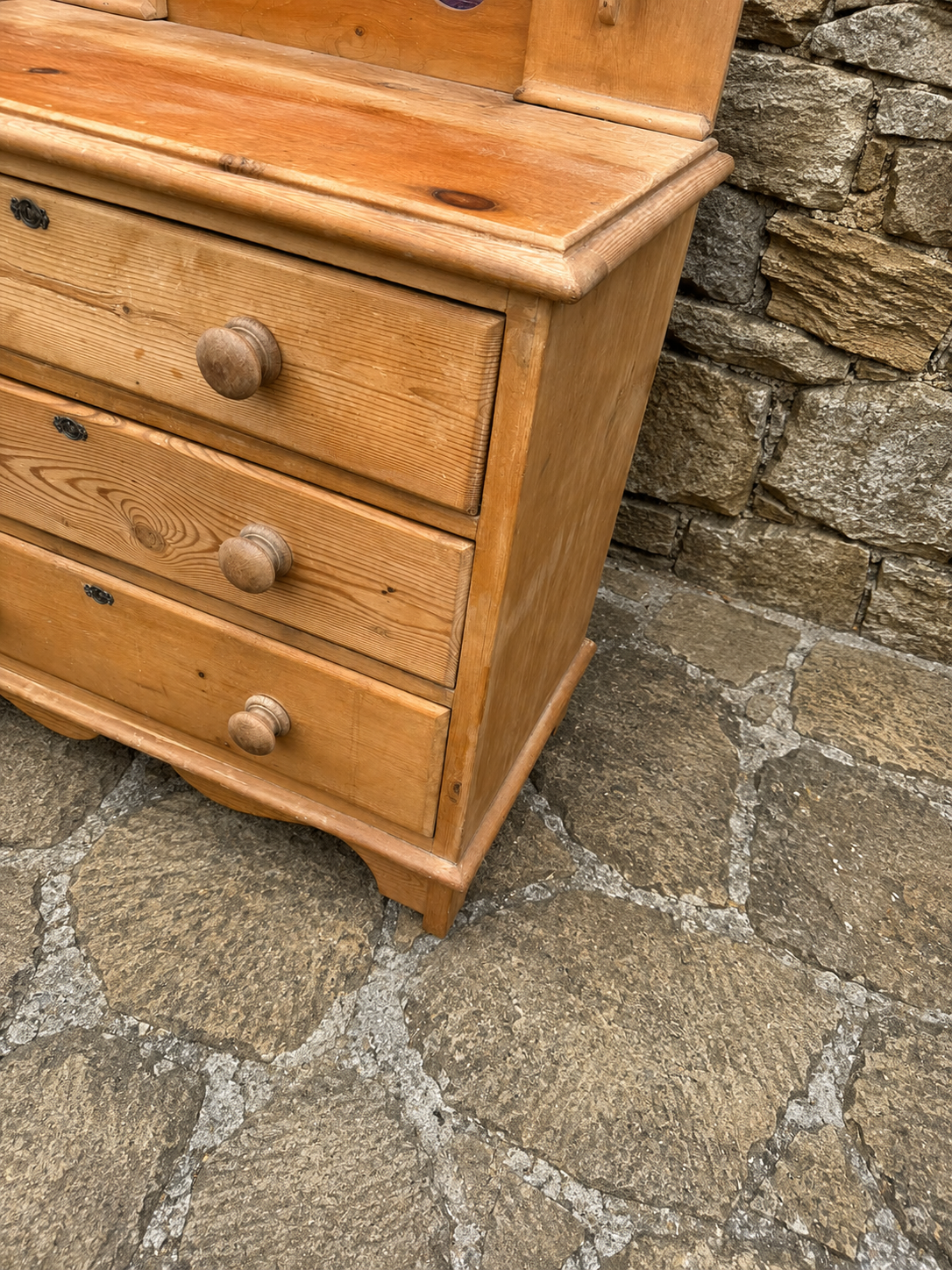 Victorian Pine Dressing Chest With Original Swing Mirror