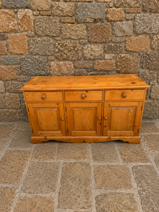 Vintage Pine Sideboard Cabinet | Rustic Farmhouse TV Unit | Country Pine Storage Cabinet | Cottage Sideboard