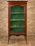Antique inlaid glazed display cabinet, circa 1900