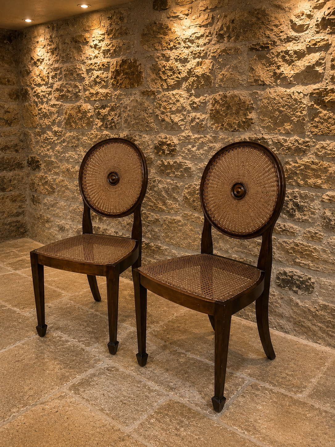 Pair of Antique Mahogany Bergère Cane Chairs – Circa 1900–1920