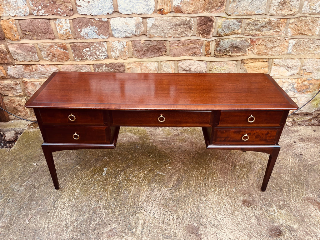 Vintage Mahogany Writing Desk with Brass Ring Handles