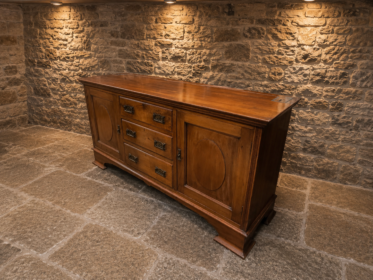 Large Georgian Style Yew Sideboard | Traditional English Buffet Cabinet