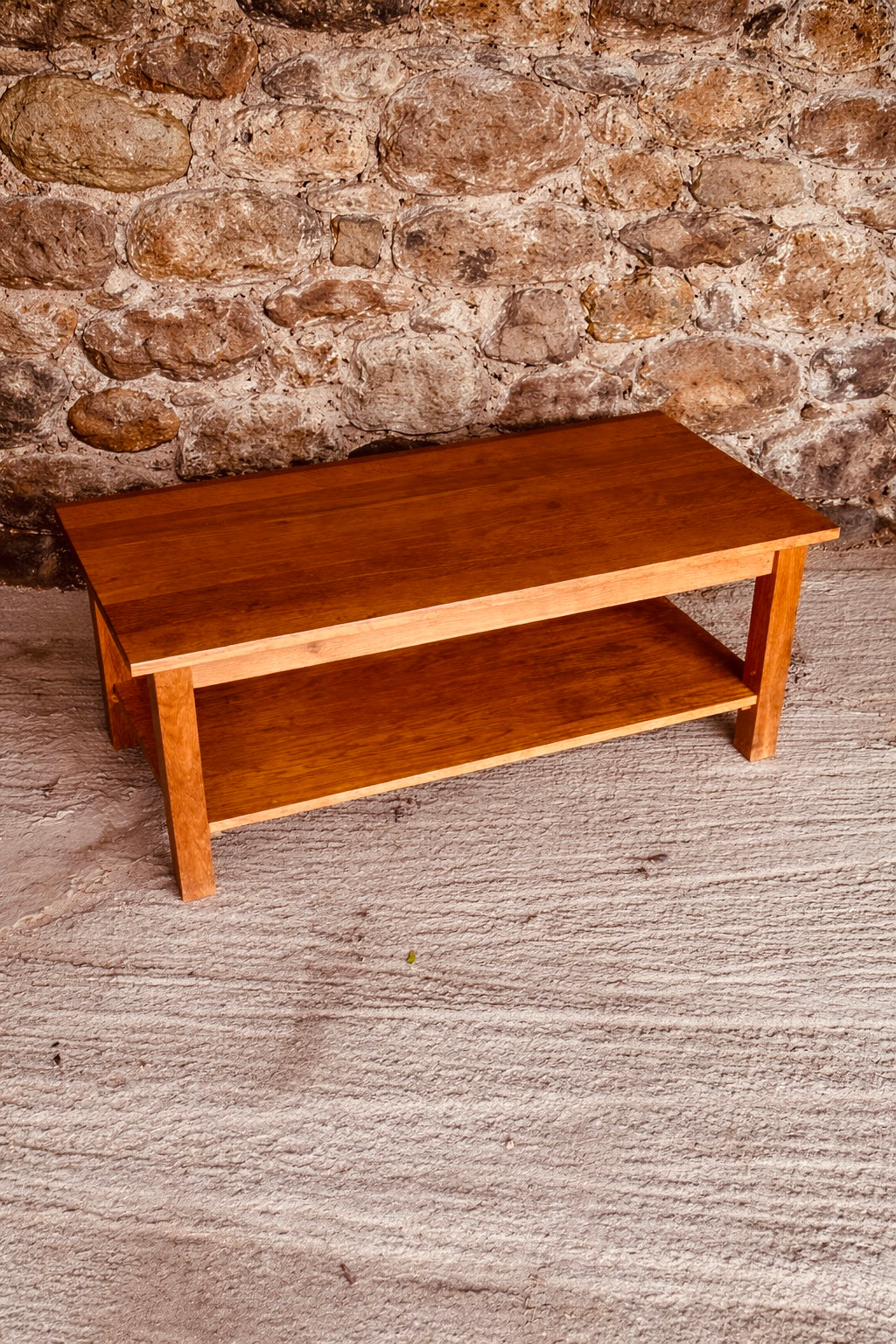 Rustic Wooden Coffee Table with Lower Shelf