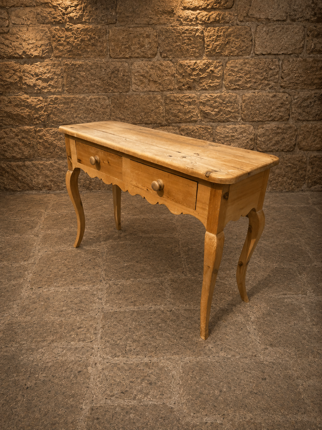 Antique French Provincial Pine Console Table