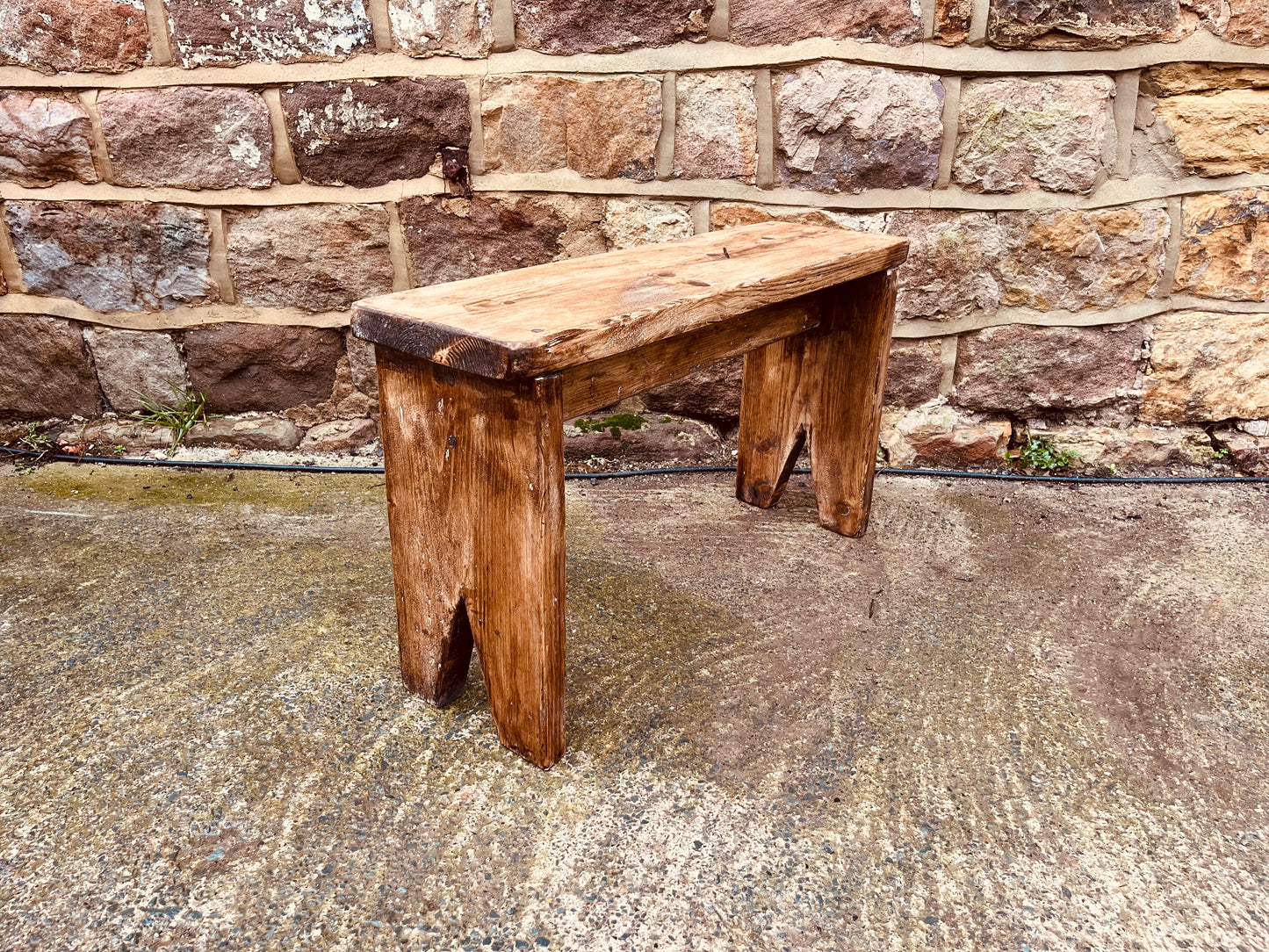 Rustic Handmade Wooden Stool – Reclaimed Primitive Bench