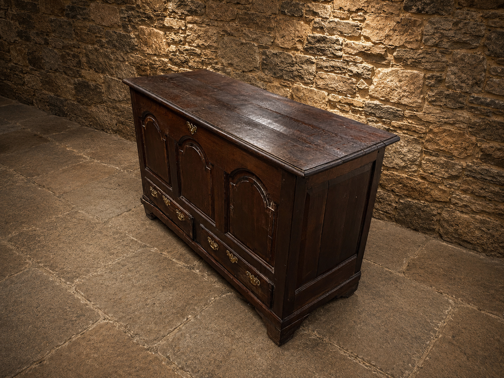 Antique Jacobean Revival Oak Mule Chest | Solid Oak Blanket Chest | Panelled Oak Storage Chest | Country House Furniture | Circa 1900–1930