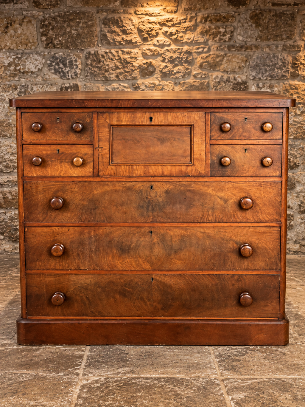 Antique Victorian Burr Walnut Chest of Drawers – c.1860