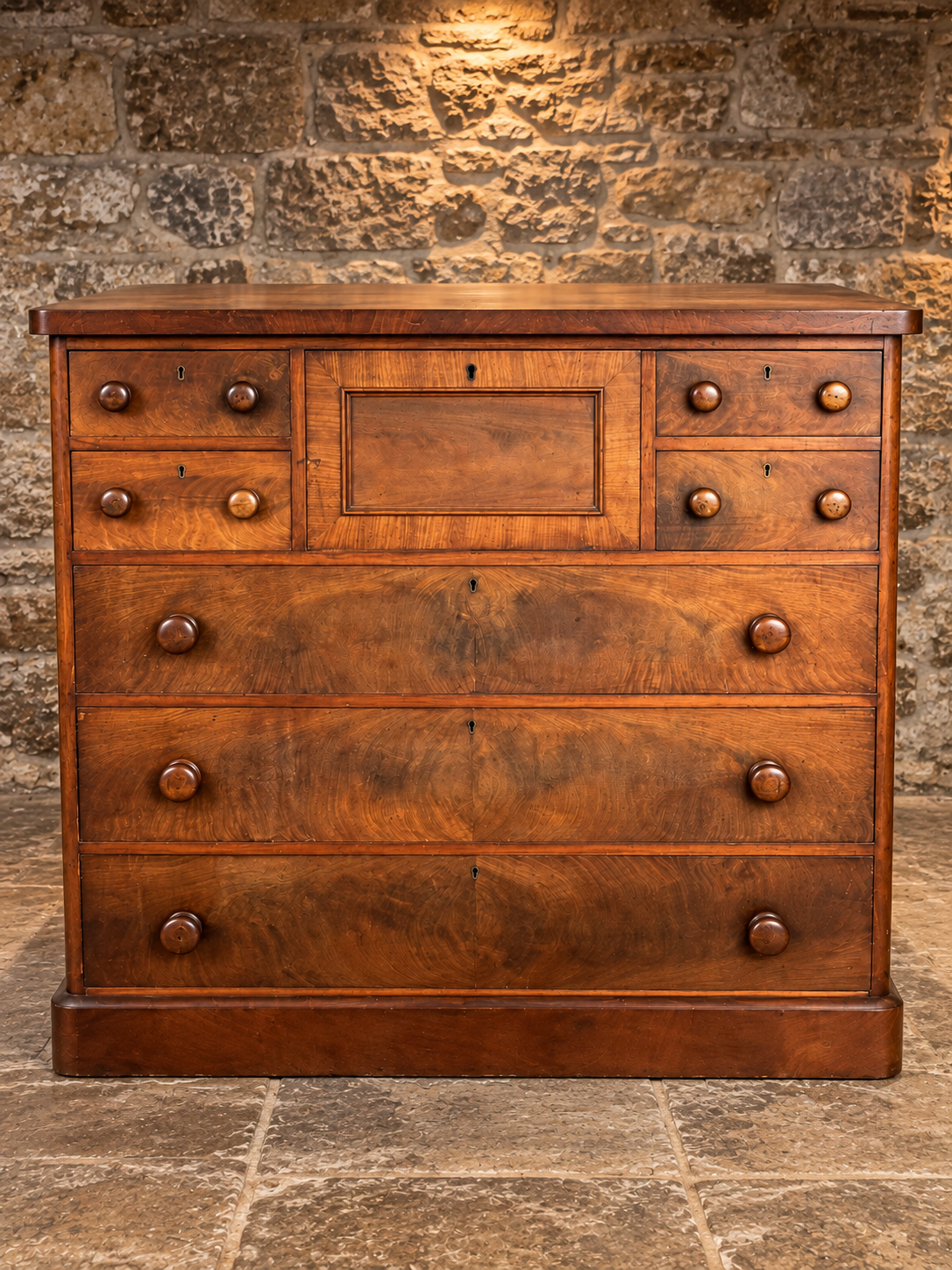Antique Victorian Burr Walnut Chest of Drawers – c.1860
