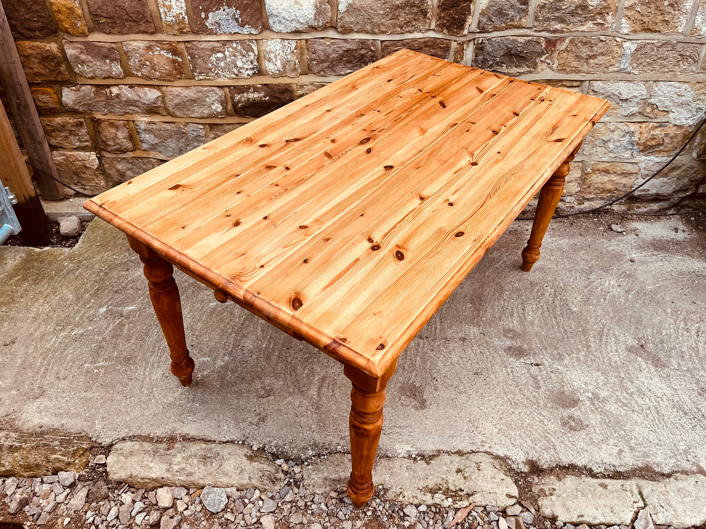 Antique Pine Farmhouse Dining Table – Late Victorian Rustic Kitchen Table (152cm)