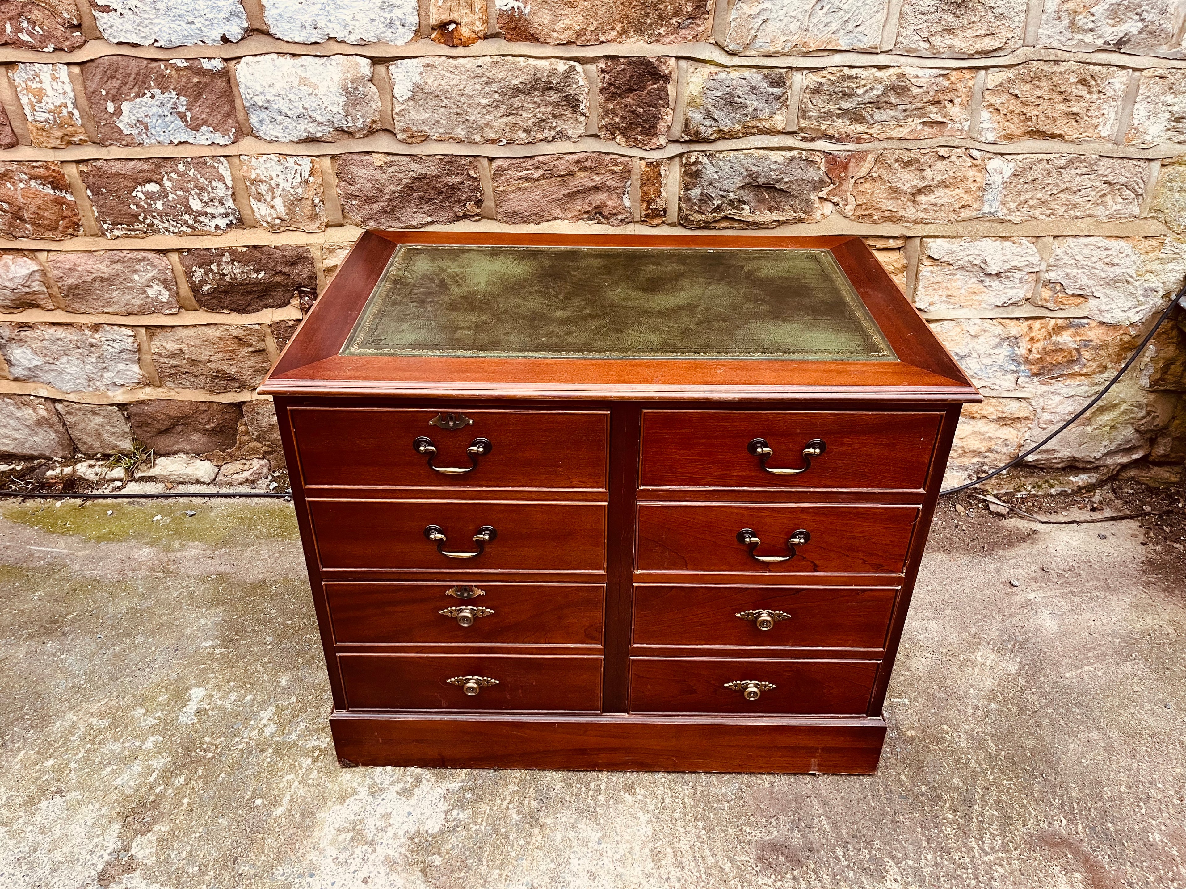 Vintage Mahogany Chest of Drawers with Leather Writing Top