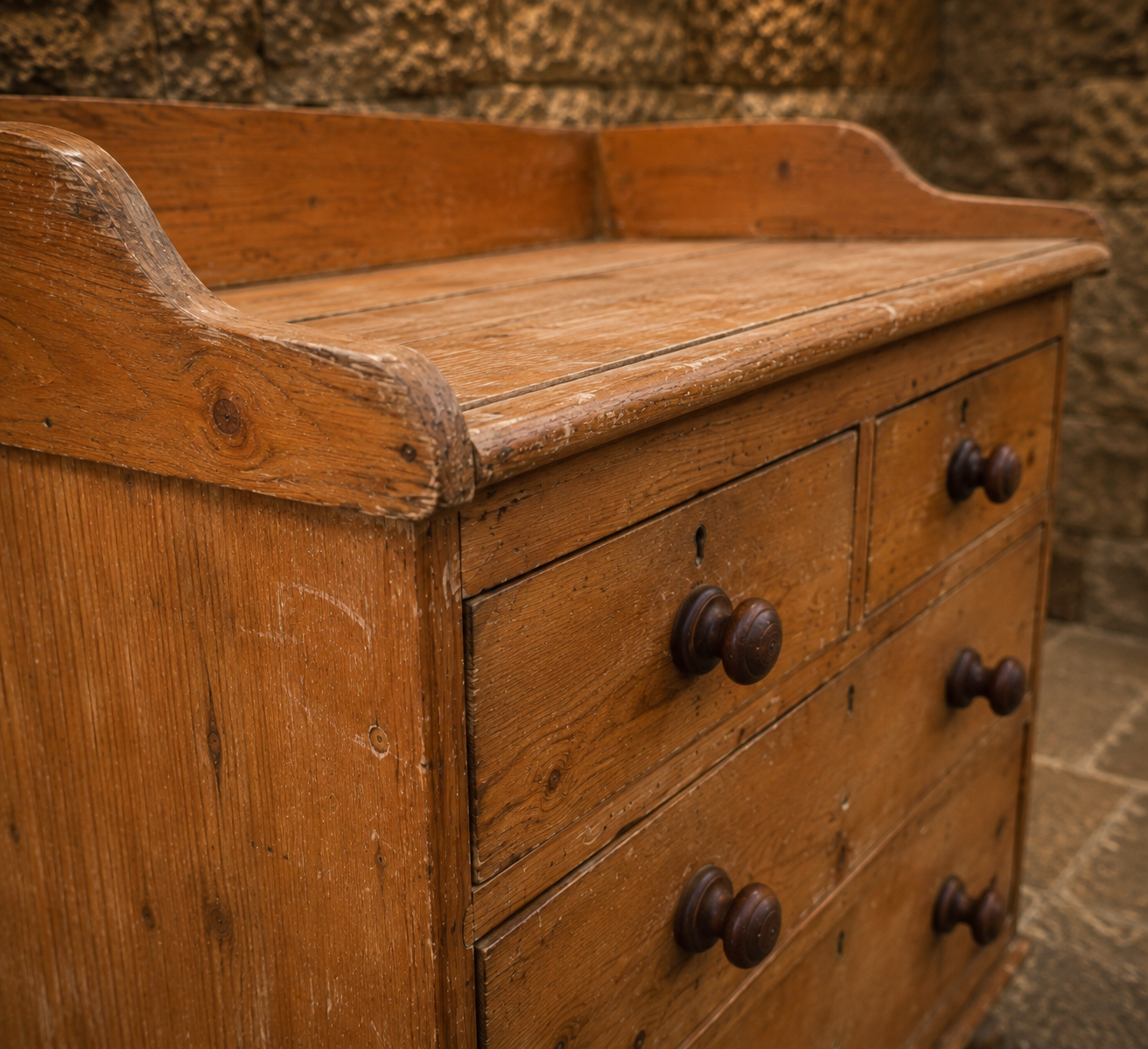 Antique Victorian Pine Washstand Chest of Drawers – c.1870–1890