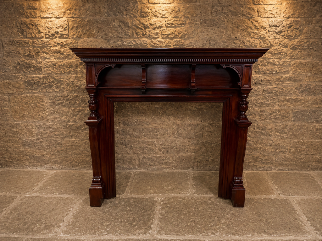Victorian Mahogany Fireplace Surround | Antique English Fire Mantel | Architectural Salvage | Circa 1885–1905