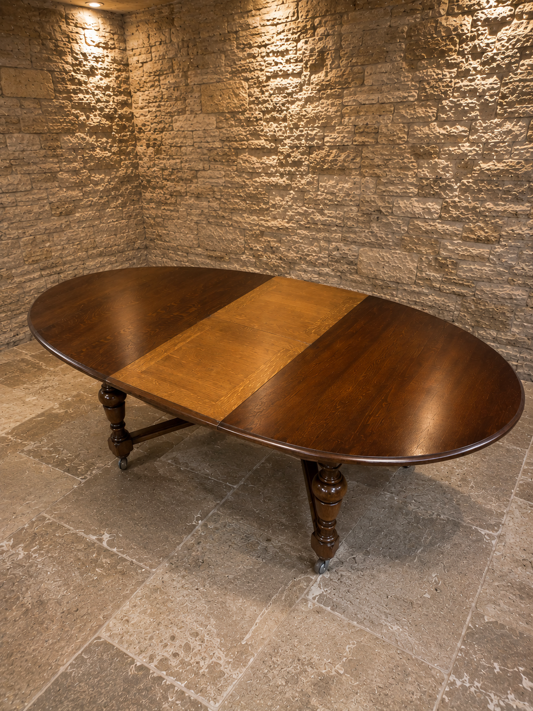 Antique English Solid Oak Extending Dining Table | Oval Farmhouse Table | Circa 1920