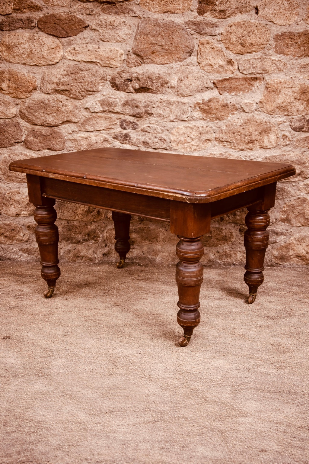 Victorian Extending Dining Table with Turned Legs on Castors