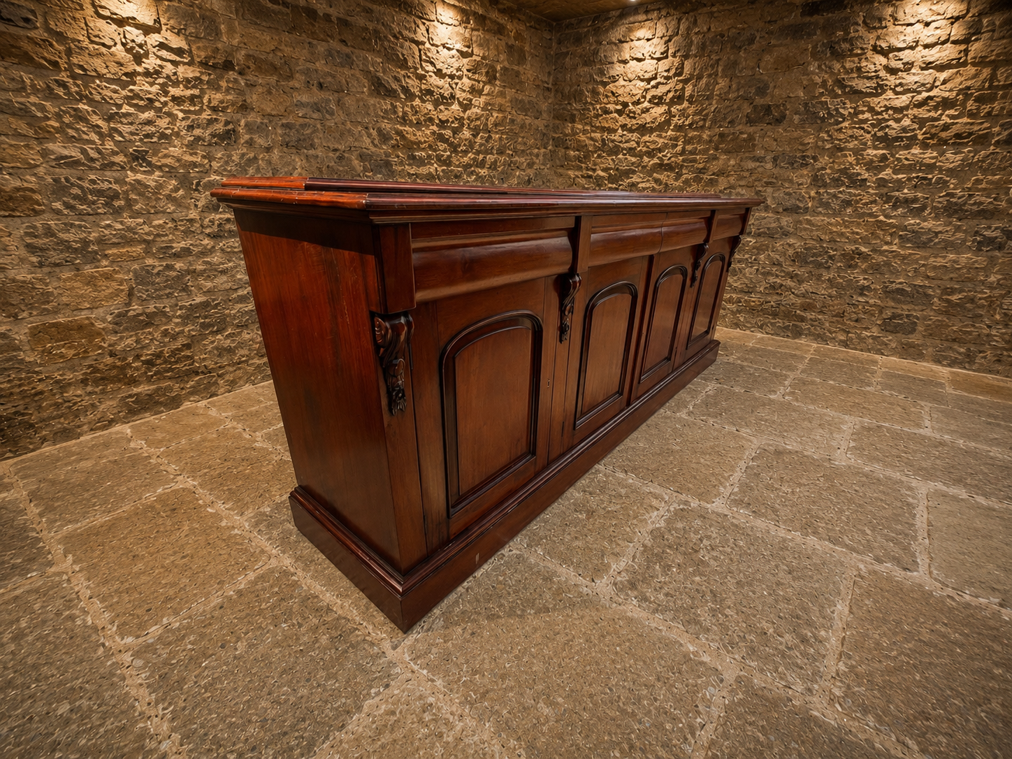 Victorian Mahogany Shop Counter Base | Antique Commercial Cabinet | Kitchen Island Base