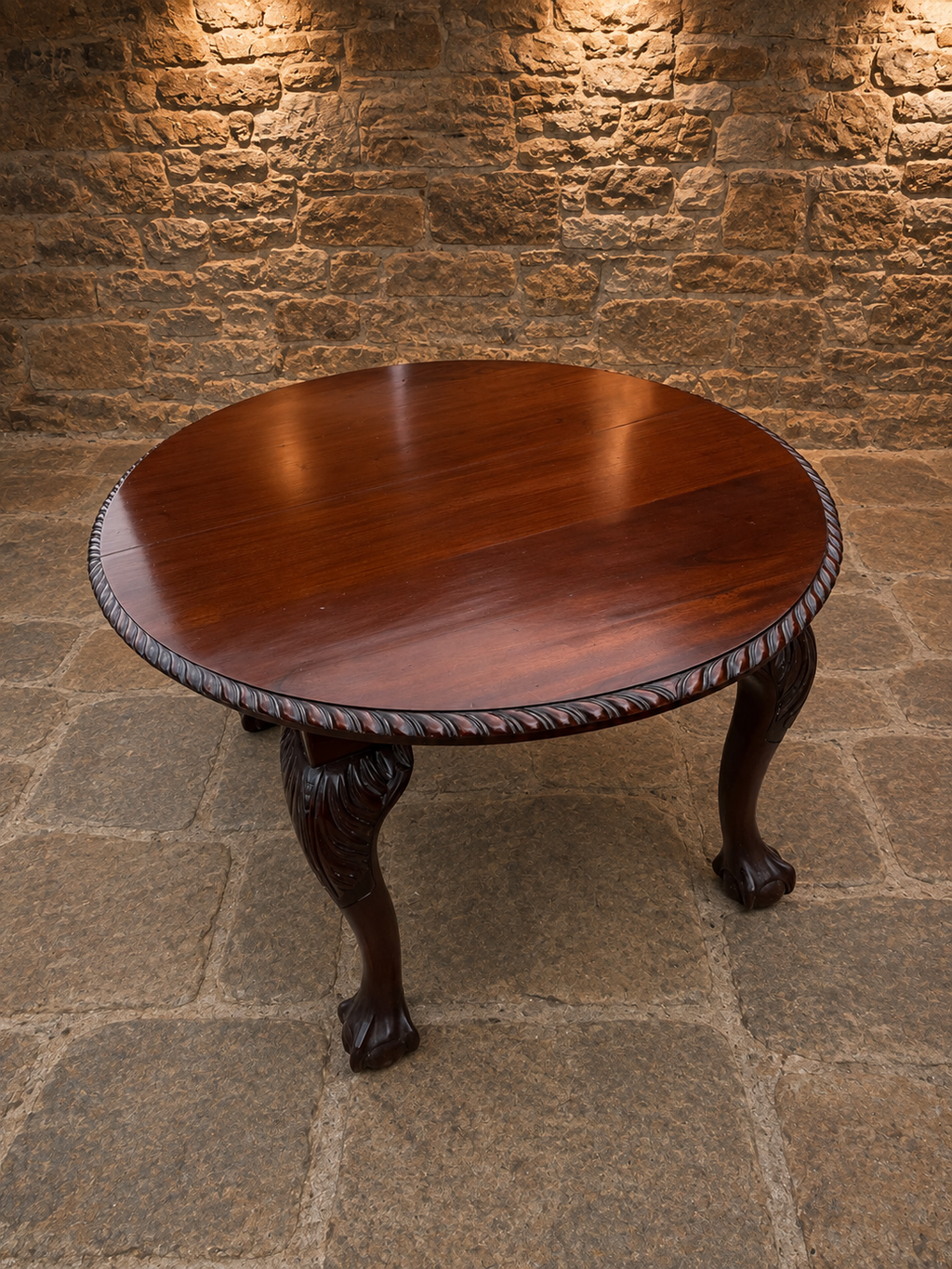 Antique Edwardian Chippendale Revival Mahogany Extending Dining Table