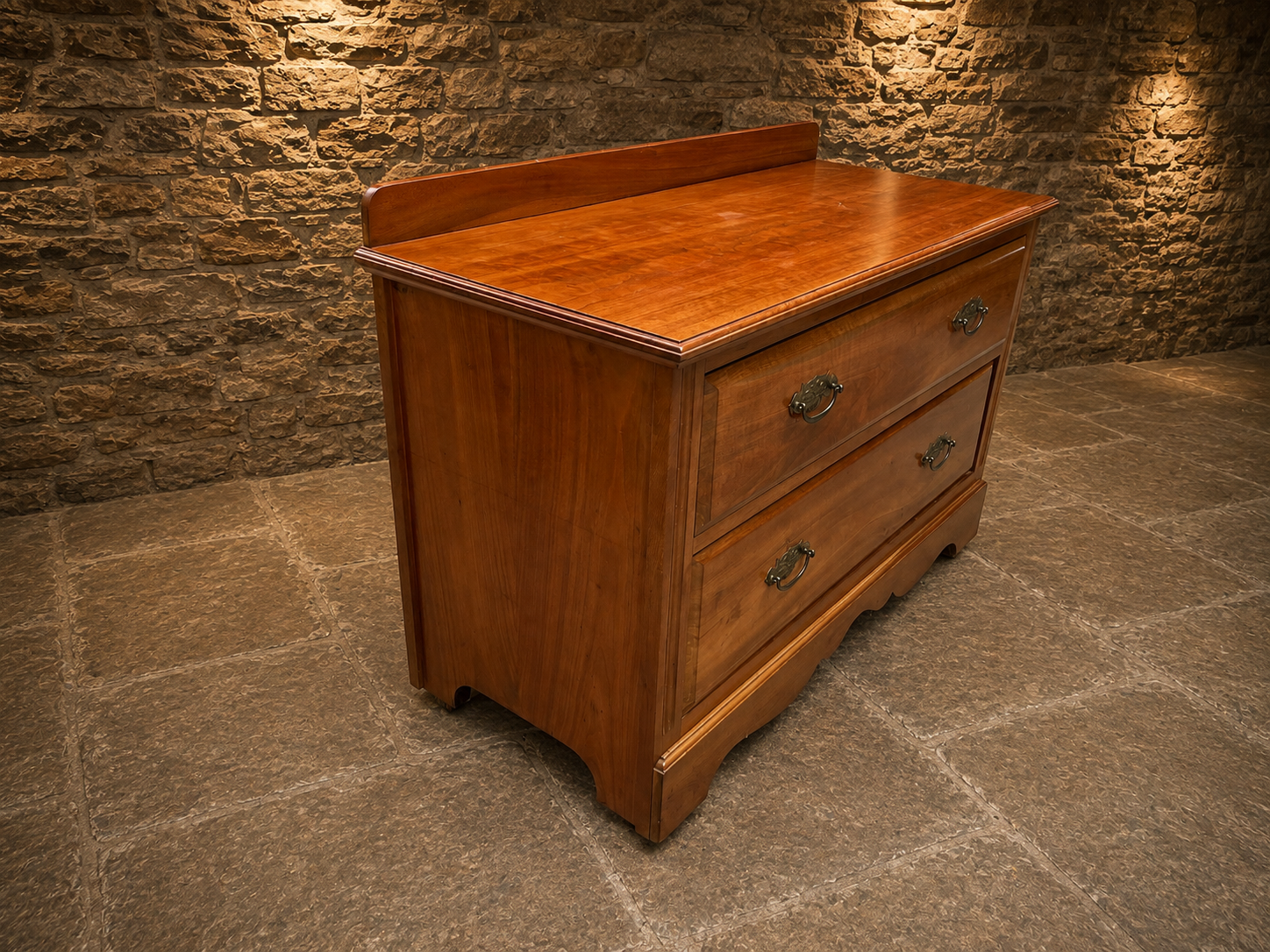 Vintage Solid Wood Two Drawer Chest – Traditional Country House Storage