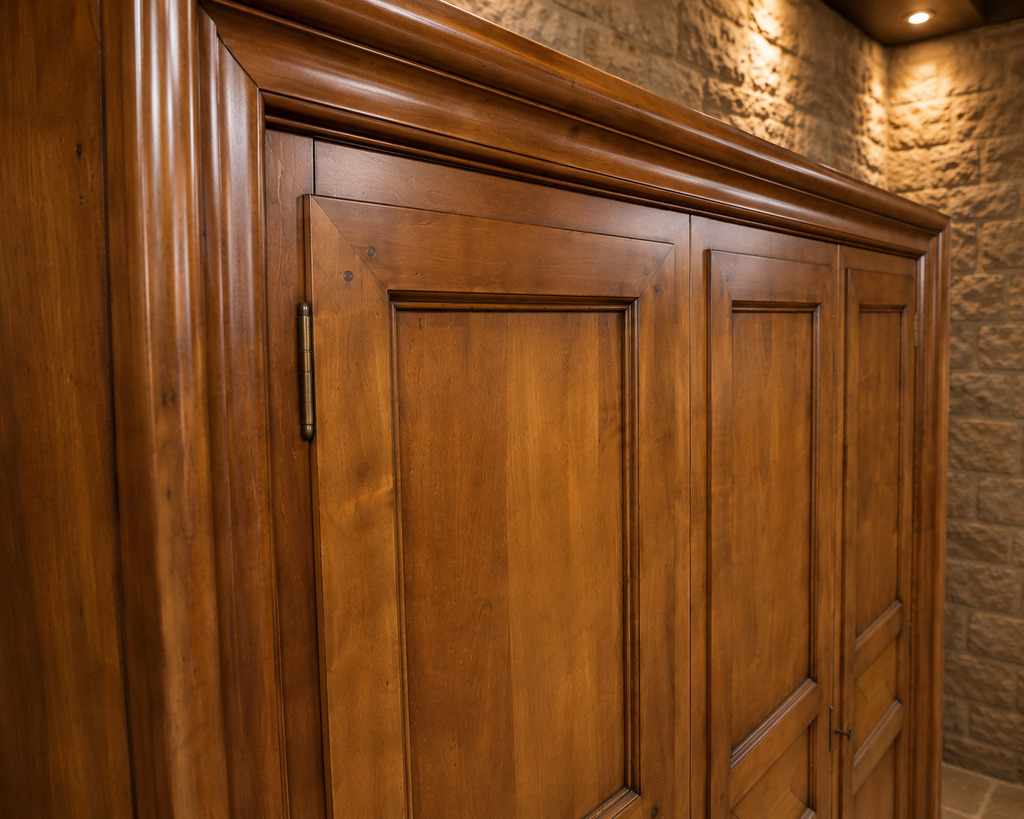 Large Solid Wood Triple Door Wardrobe – French Country Farmhouse Armoire