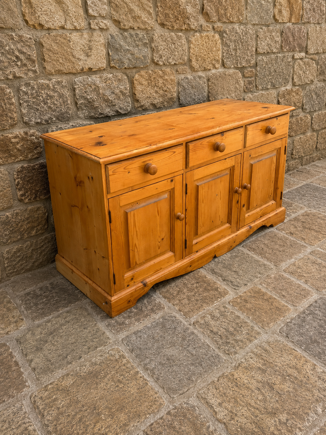 Vintage Pine Sideboard Cabinet | Rustic Farmhouse TV Unit | Country Pine Storage Cabinet | Cottage Sideboard