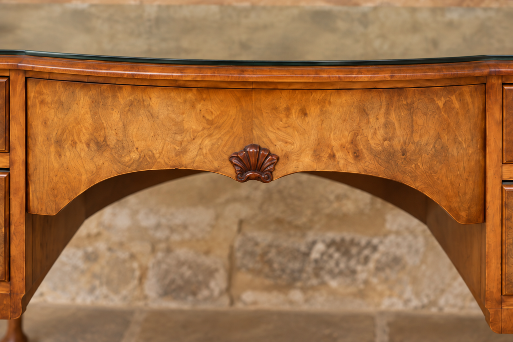 1930s walnut writing desk with cabriole legs