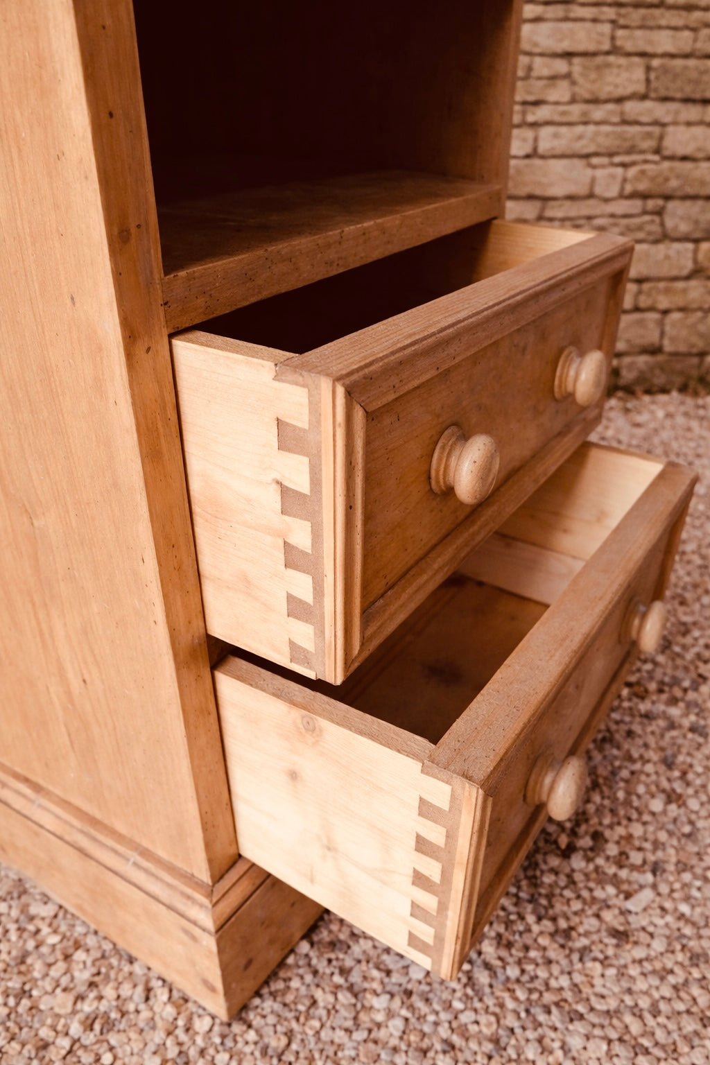 Rustic Pine Bedside Cabinet with Drawers