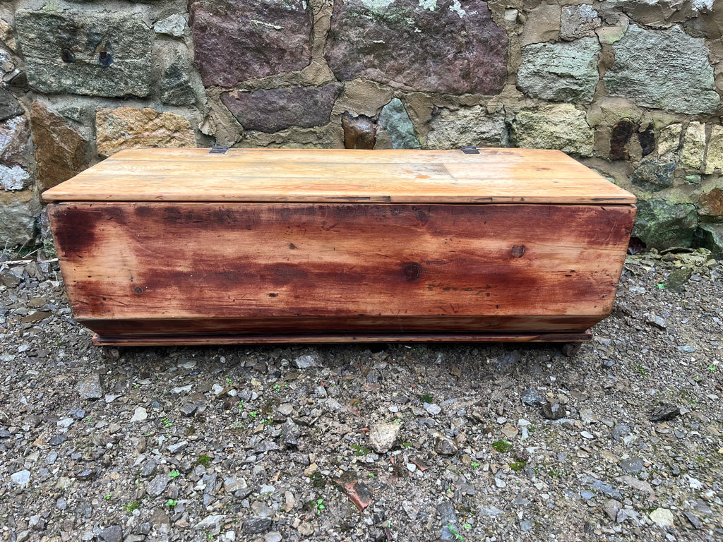 Vintage Rustic Wooden Storage Trunk (c.1920–1940)
