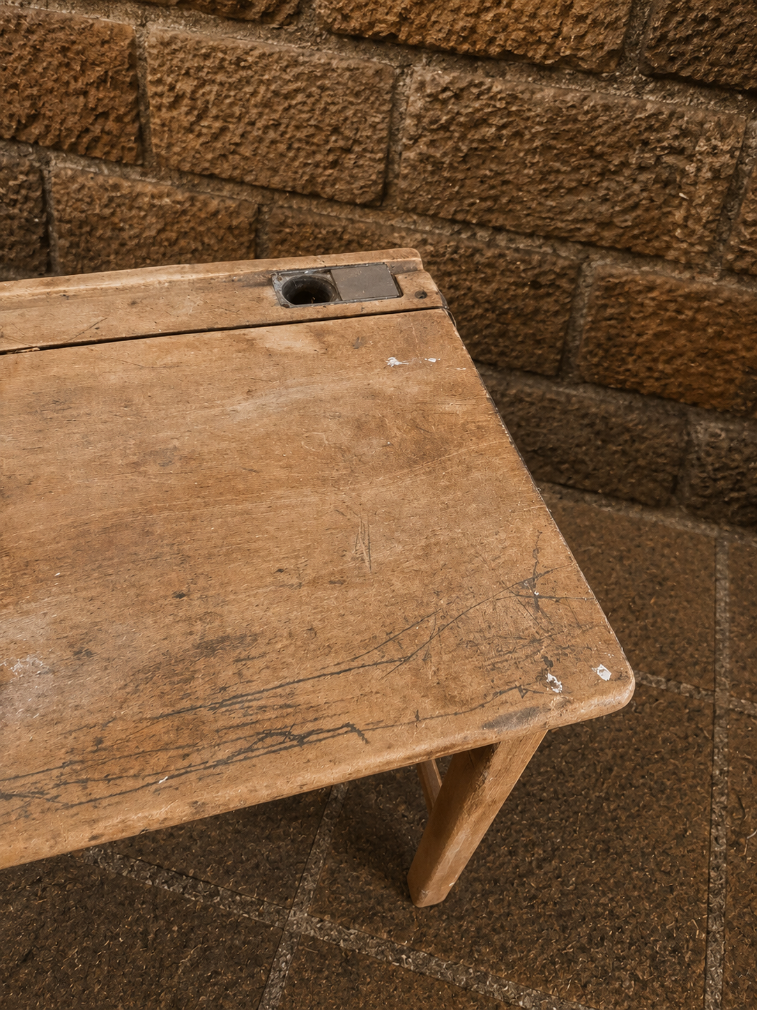 Vintage British School Desk Bench c1920s–1940s