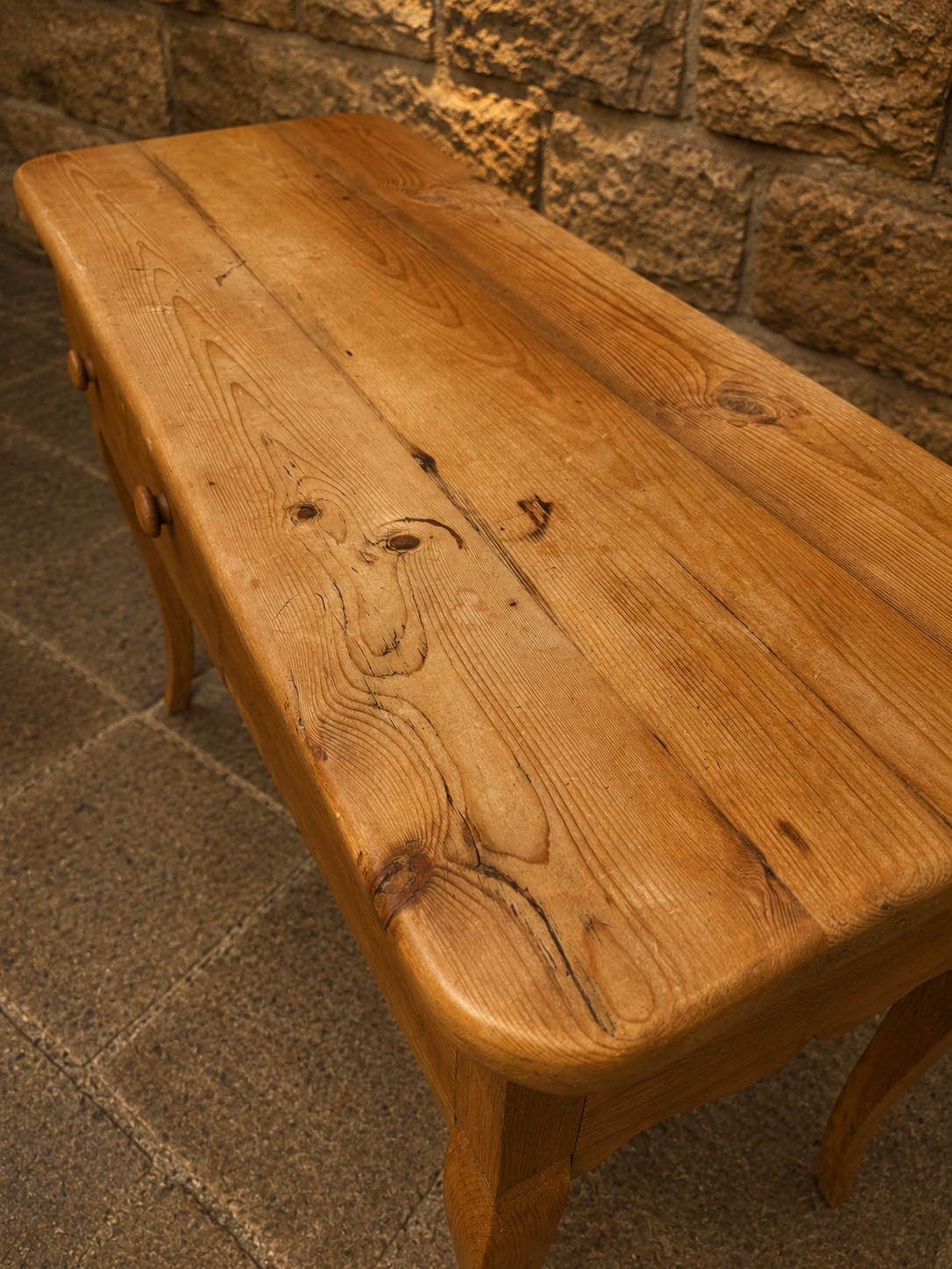 Antique French Provincial Pine Console Table