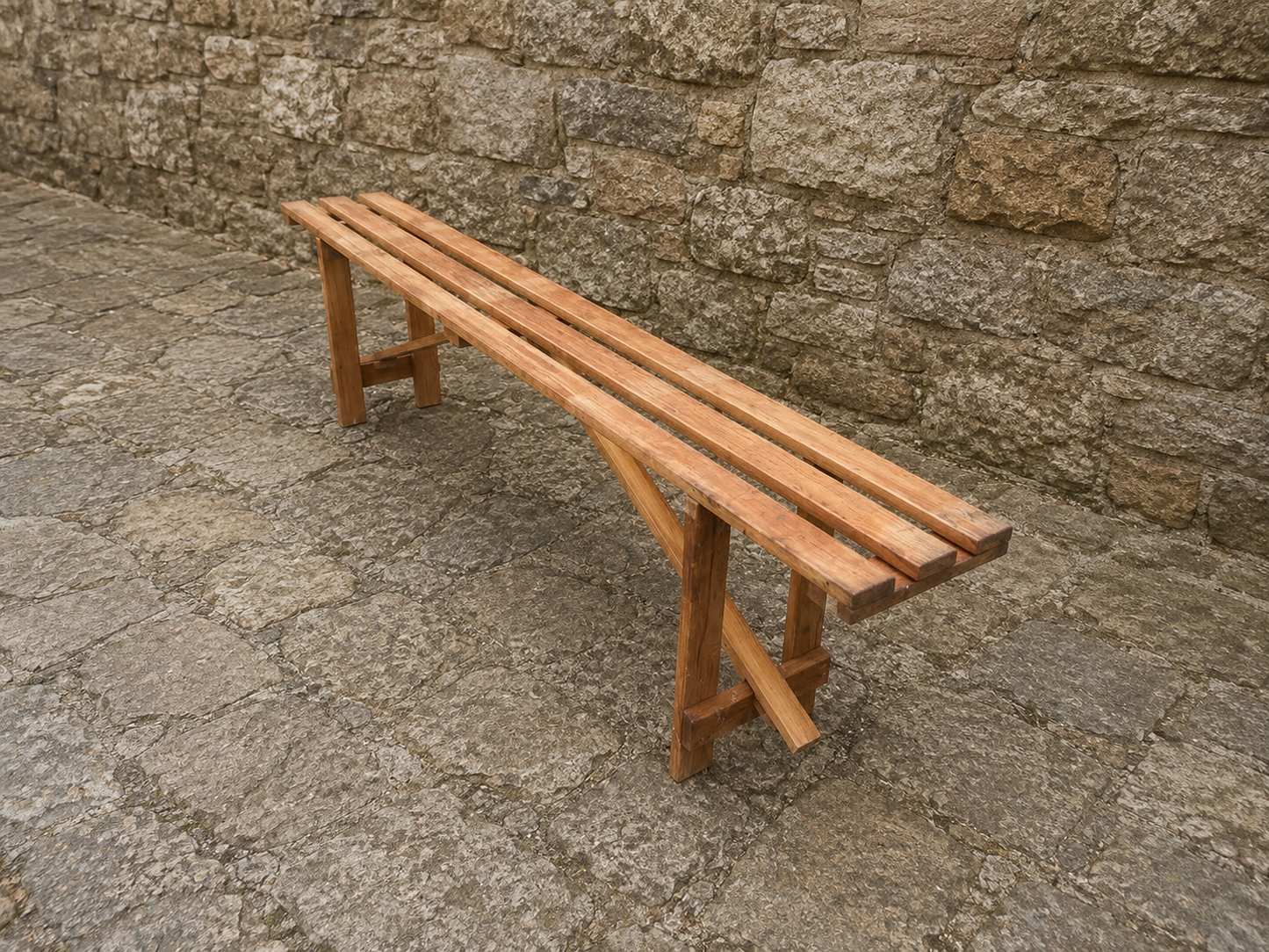 Rustic Handmade Wooden Bench | Traditional Farmhouse Dining Bench c.1980–2000