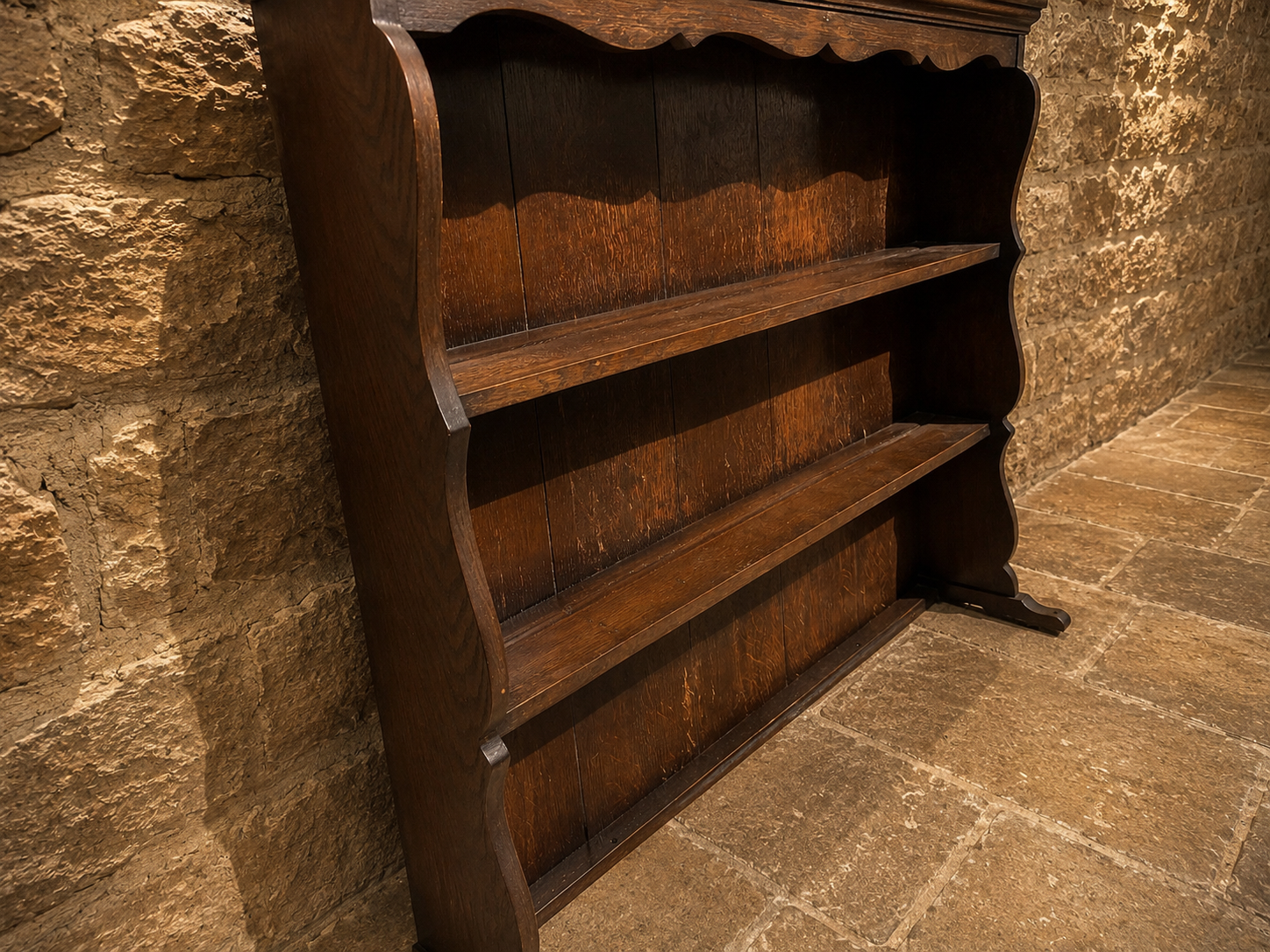 Early 20th Century Oak Plate Rack – Antique Country House Display Shelves