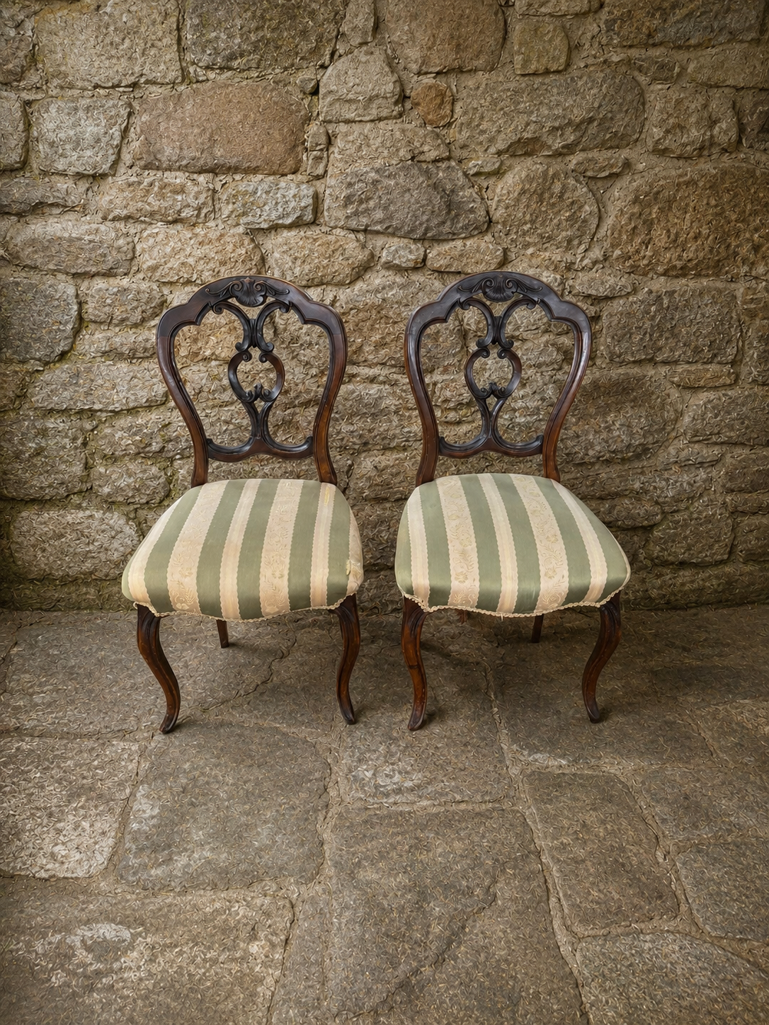 Pair of Antique Victorian Mahogany Balloon Back Chairs