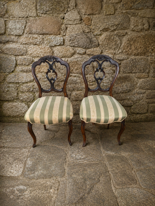 Pair of Antique Victorian Mahogany Balloon Back Chairs