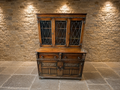 Large Jacobean Revival Oak Dresser | Leaded Glass Display Cabinet | Antique Style Welsh Dresser