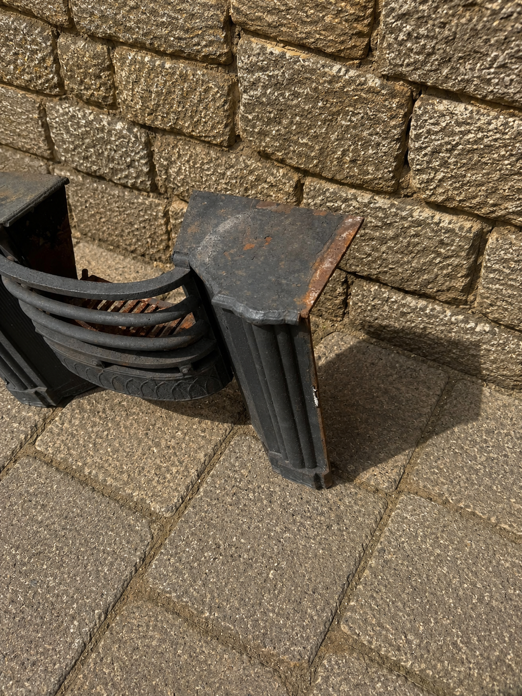 Vintage Art Deco Cast Iron Fireplace Fire Basket c1930s