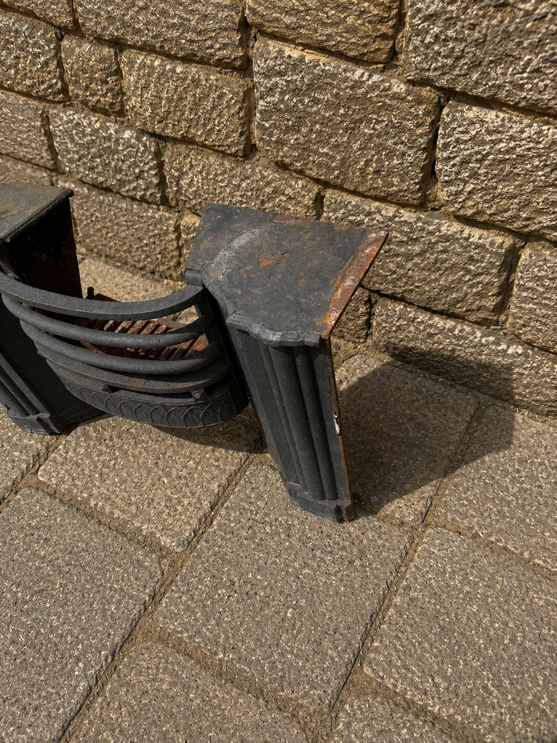 Vintage Art Deco Cast Iron Fireplace Fire Basket c1930s