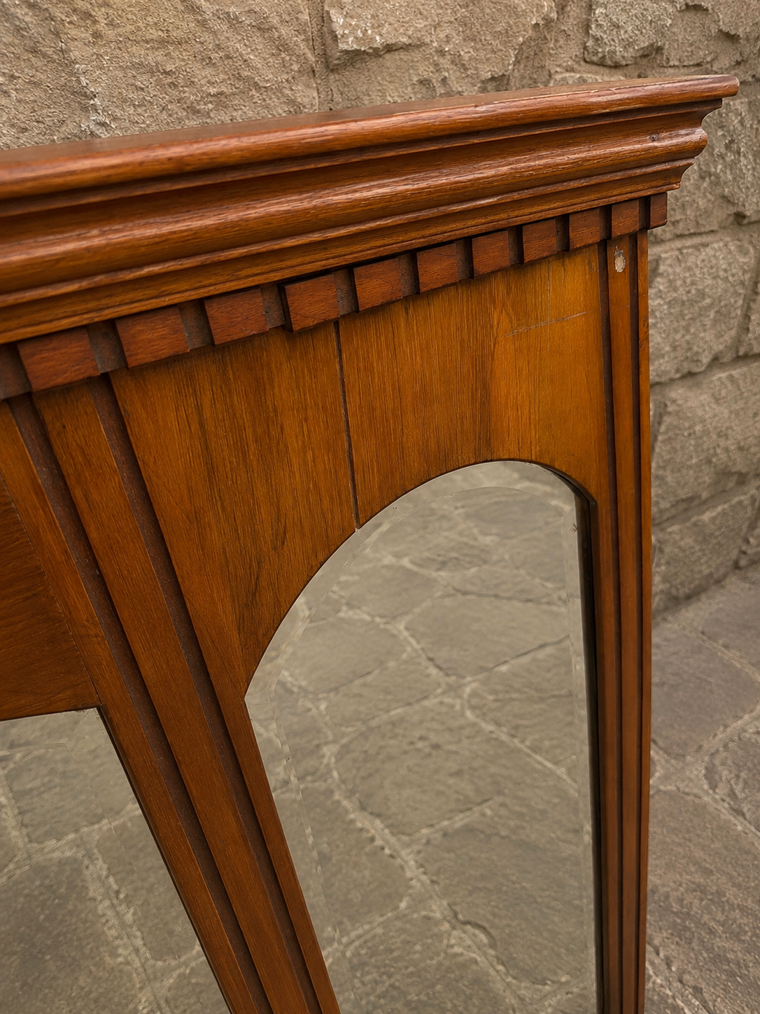Antique Edwardian Oak Overmantel Mirror c.1895–1915