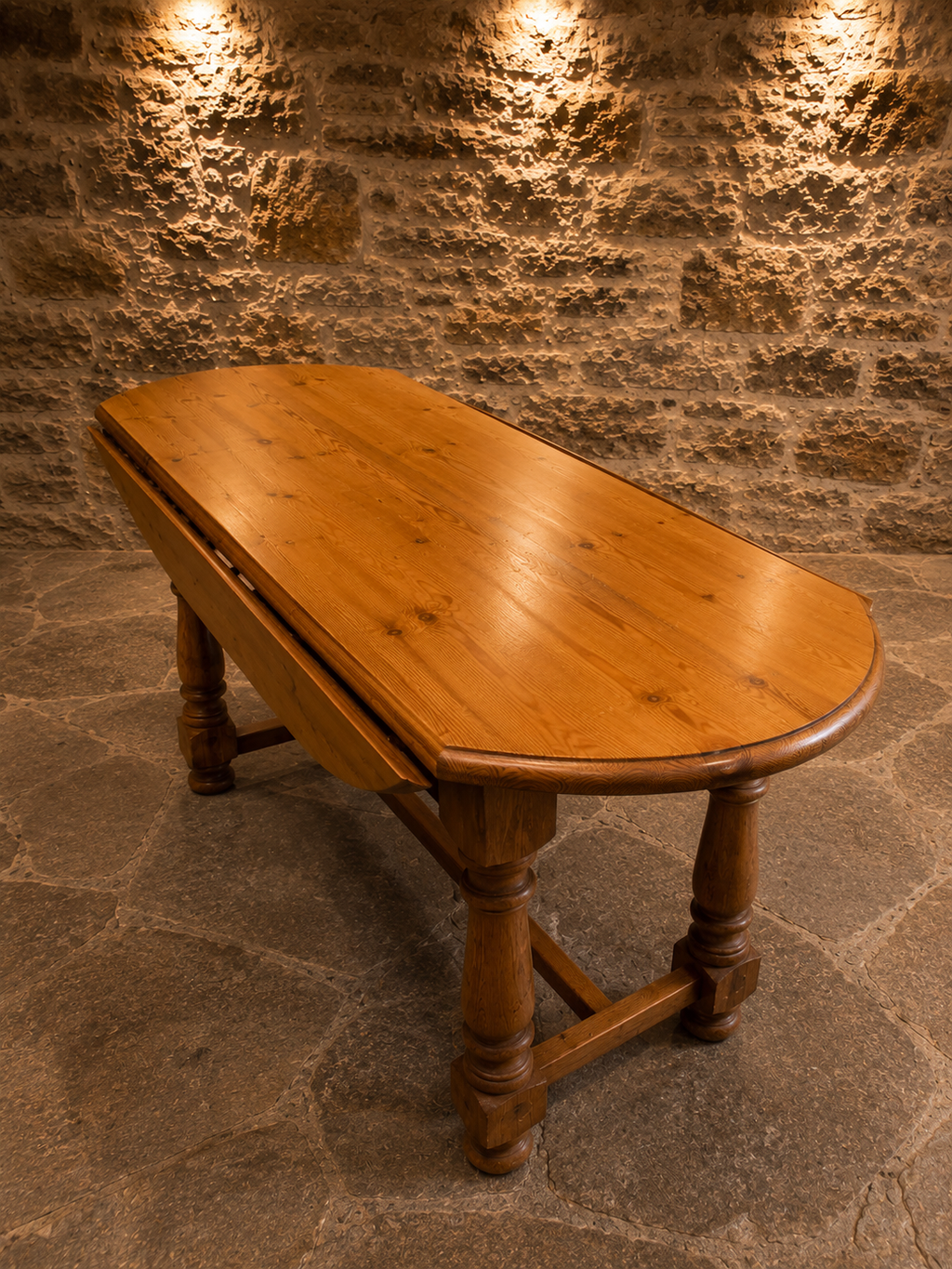 Antique English Pine Gate Leg Dining Table | Solid Pine Drop Leaf Farmhouse Table | Extending Country Dining Table | c.1920–1940