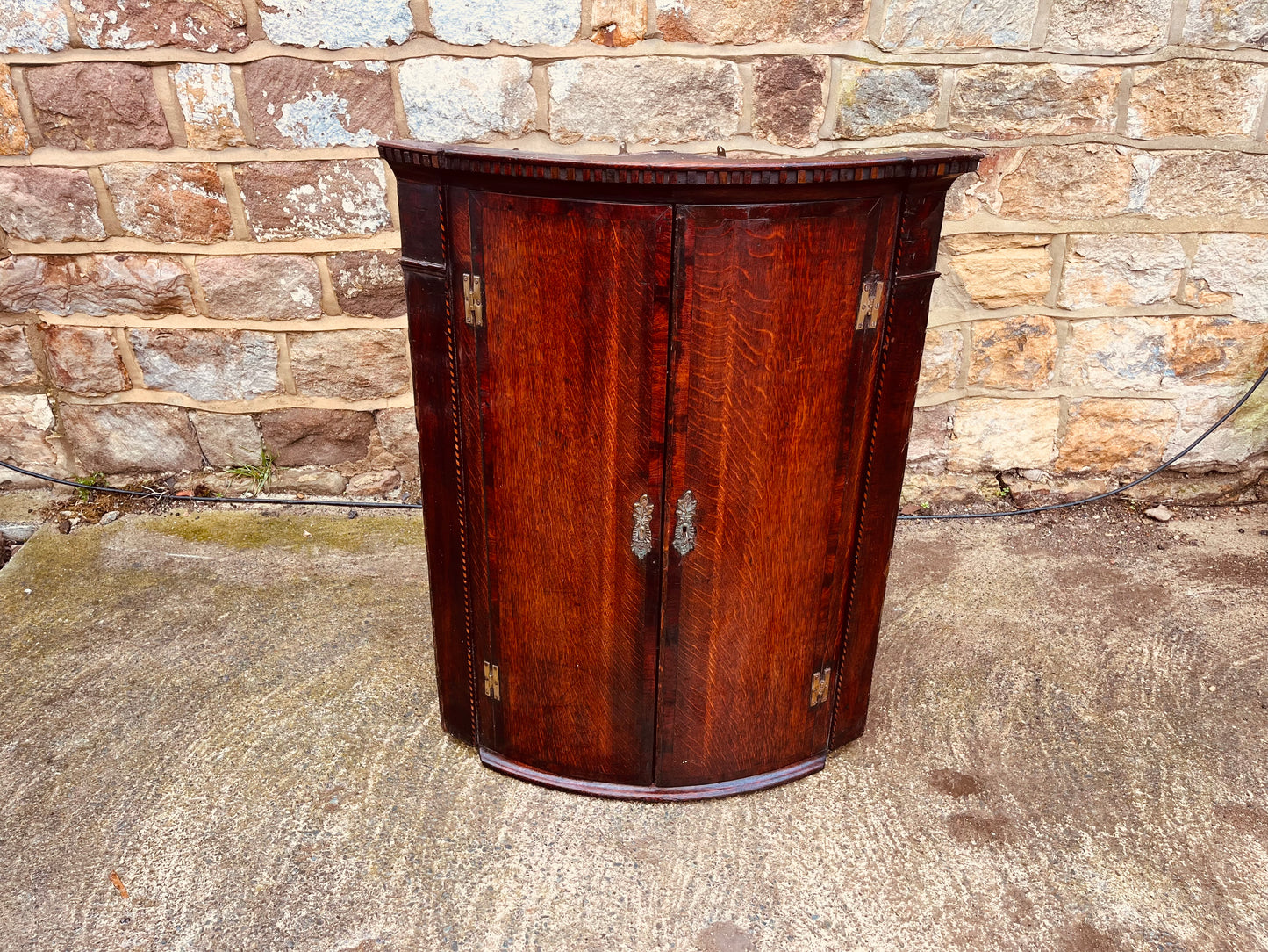 Antique Bow Front Corner Cupboard