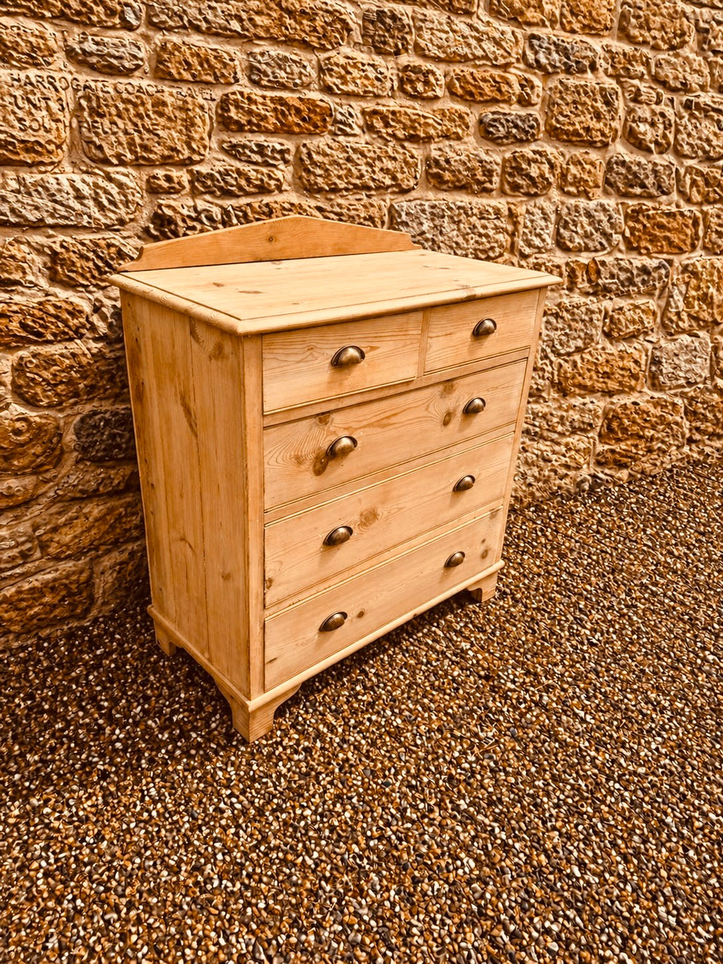 Vintage Rustic Pine Chest of Drawers, Farmhouse Kitchen Storage, Antique Style 2 Over 3 Drawer Chest