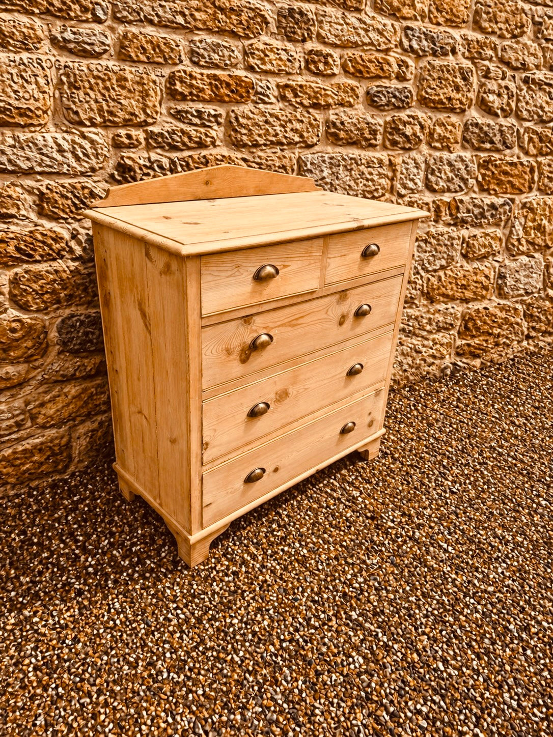 Vintage Rustic Pine Chest of Drawers, Farmhouse Kitchen Storage, Antique Style 2 Over 3 Drawer Chest