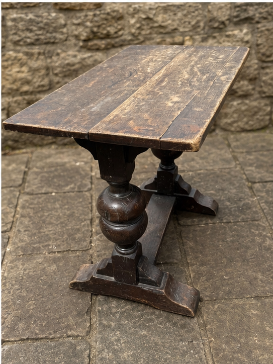 Vintage English Oak Refectory Table | Rustic Jacobean Revival Console Table c.1920–1940
