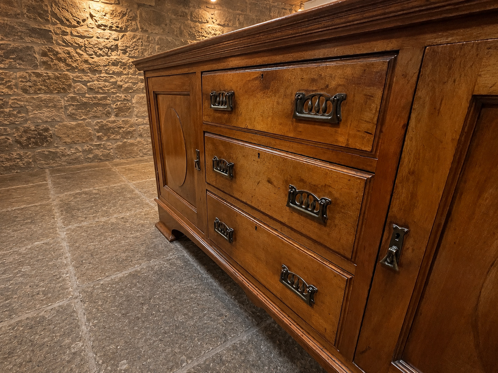 Large Georgian Style Yew Sideboard | Traditional English Buffet Cabinet