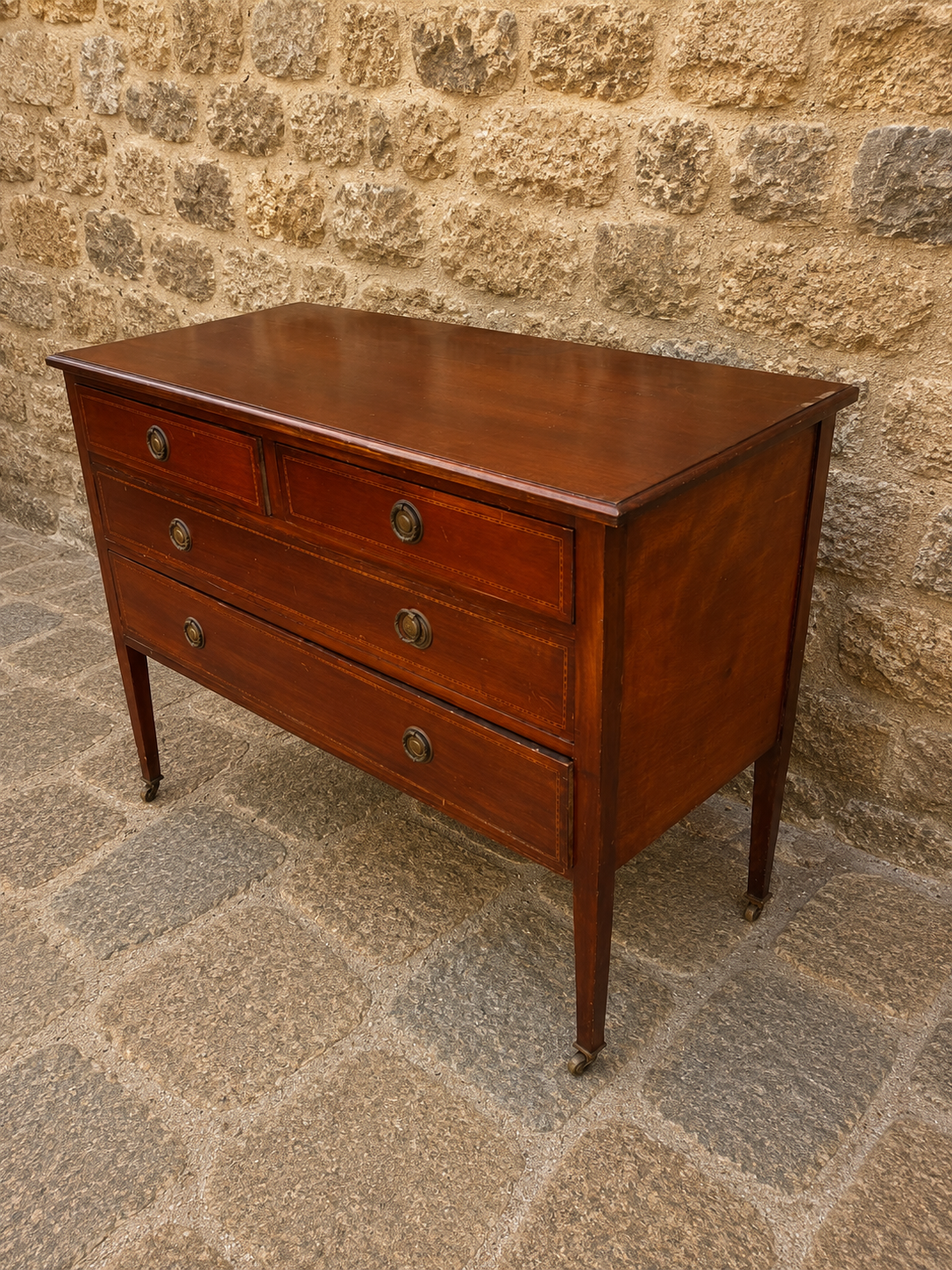 Regency Mahogany Chest of Drawers with Original Brass Castors c.1800–1825