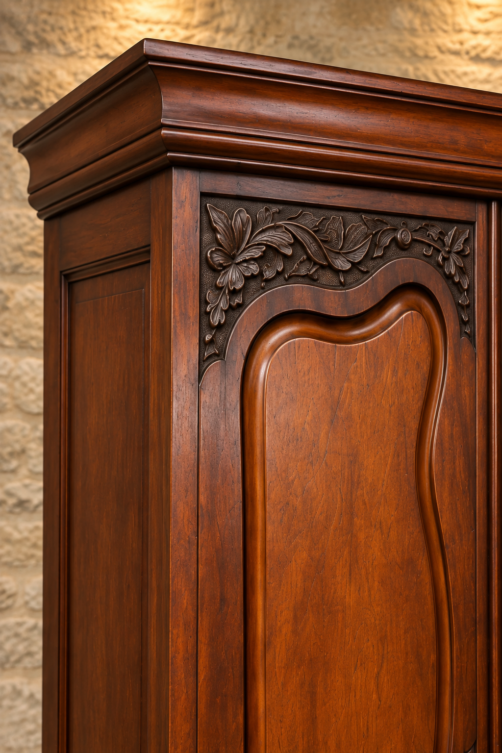 Edwardian carved mahogany mirrored wardrobe