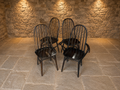 Set of 4 Genuine Ercol Windsor Dining Chairs – 3 Side Chairs & 1 Carver – Dark Windsor Finish