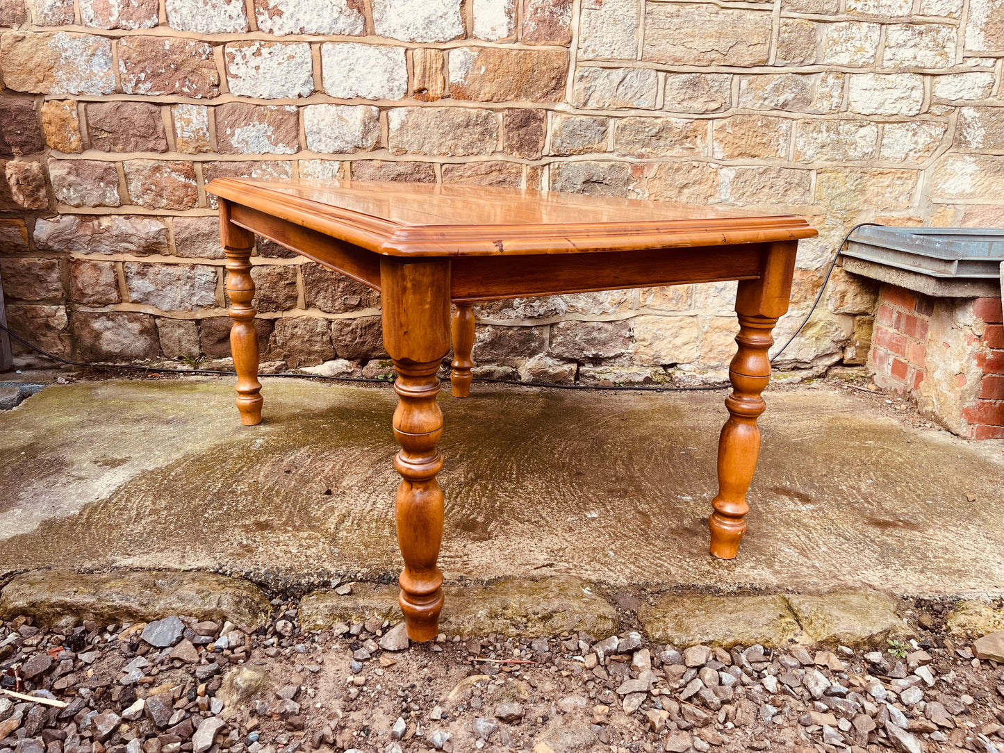 Vintage Farmhouse Dining Table with Turned Legs