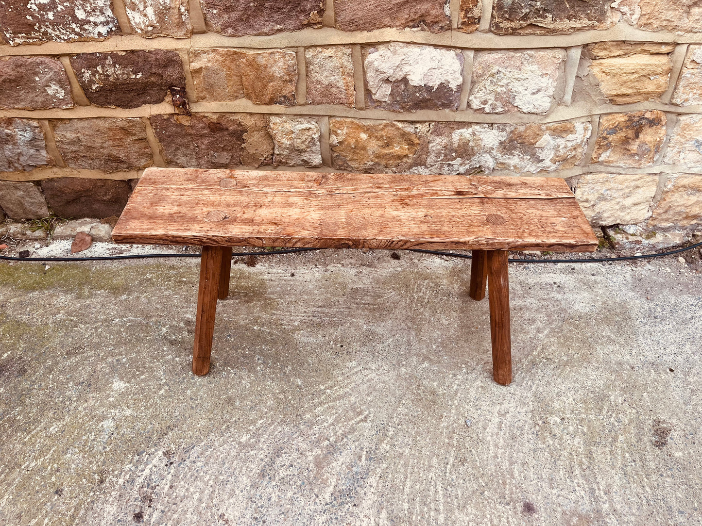 Rustic Reclaimed Wood Farmhouse Bench – Vintage Country Wooden Bench