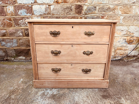 Stripped Pine Chest of Drawers – Solid Wood Vintage Storage