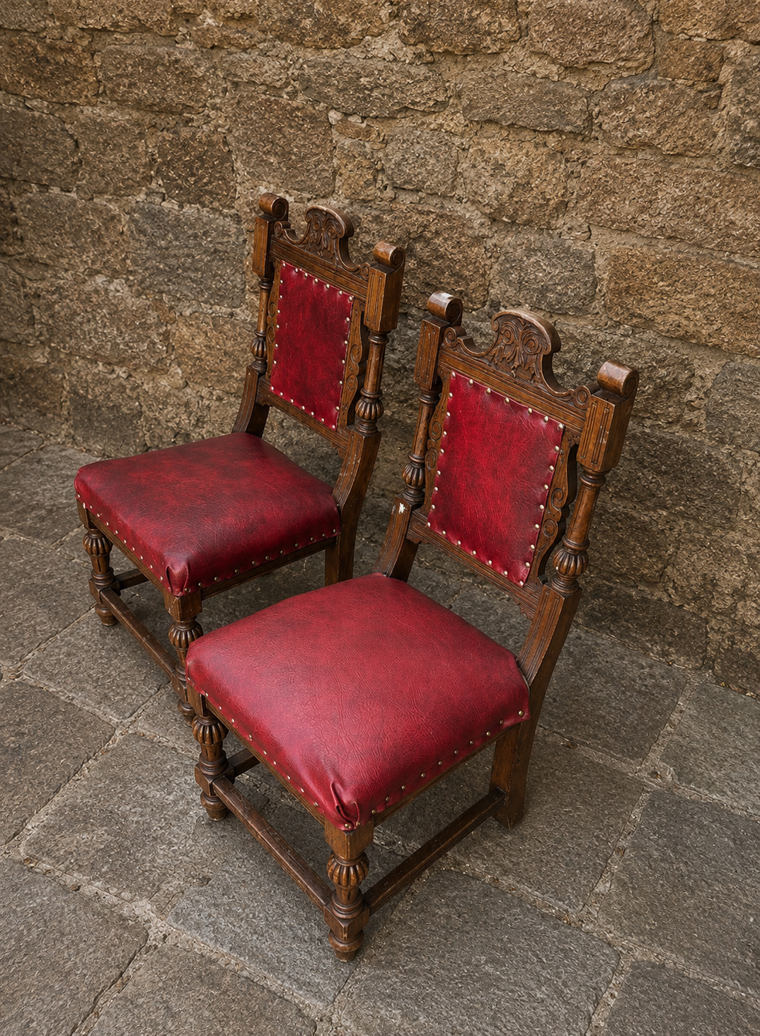 Pair of Antique Victorian Gothic Revival Chairs c.1880–1900
